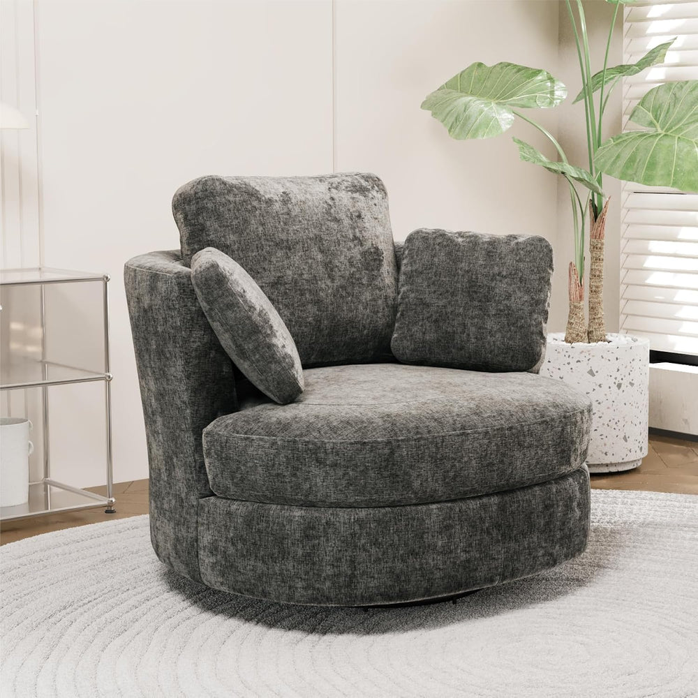 Chifee & Vingol 40.6" Oversized Swivel Accent Chair, Upholstered Rou...