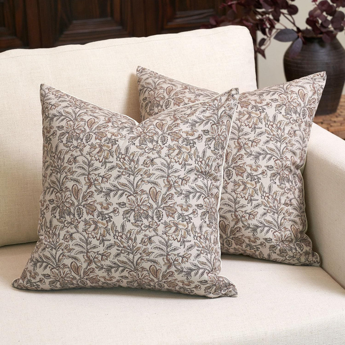 amor virisso floral throw pillow covers 20x20 set, main product view