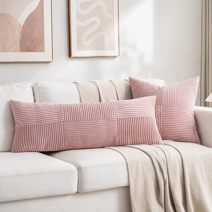 Fancy Homi 2 Packs Blush Pink Decorative Throw Pillow Covers 18x18 Inch - Image 6