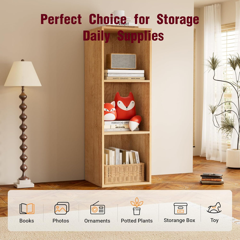 Book Shelf, Wooden Cube Storage Organizer with 11" Open Cubes, Stackable...