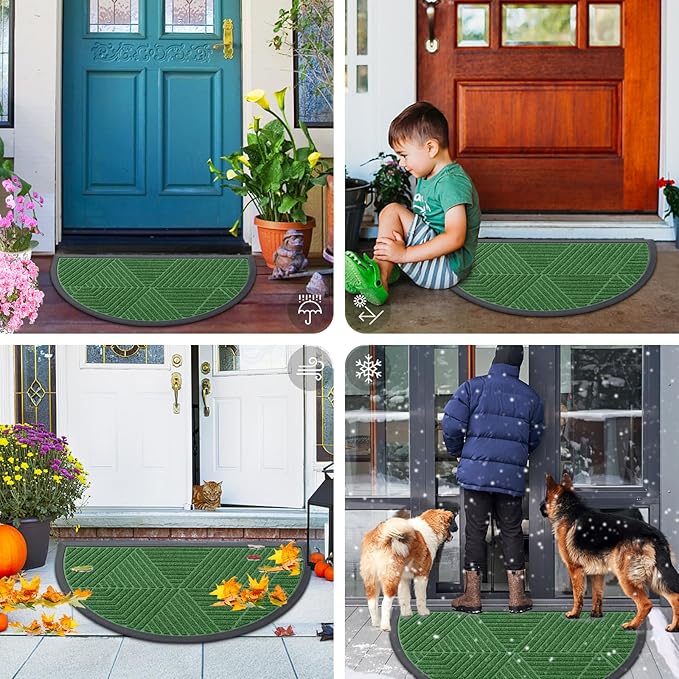 Smiry Half Circle Front Door Mat Outside Entrance, Heavy Duty Sturdy Natural - Image 7