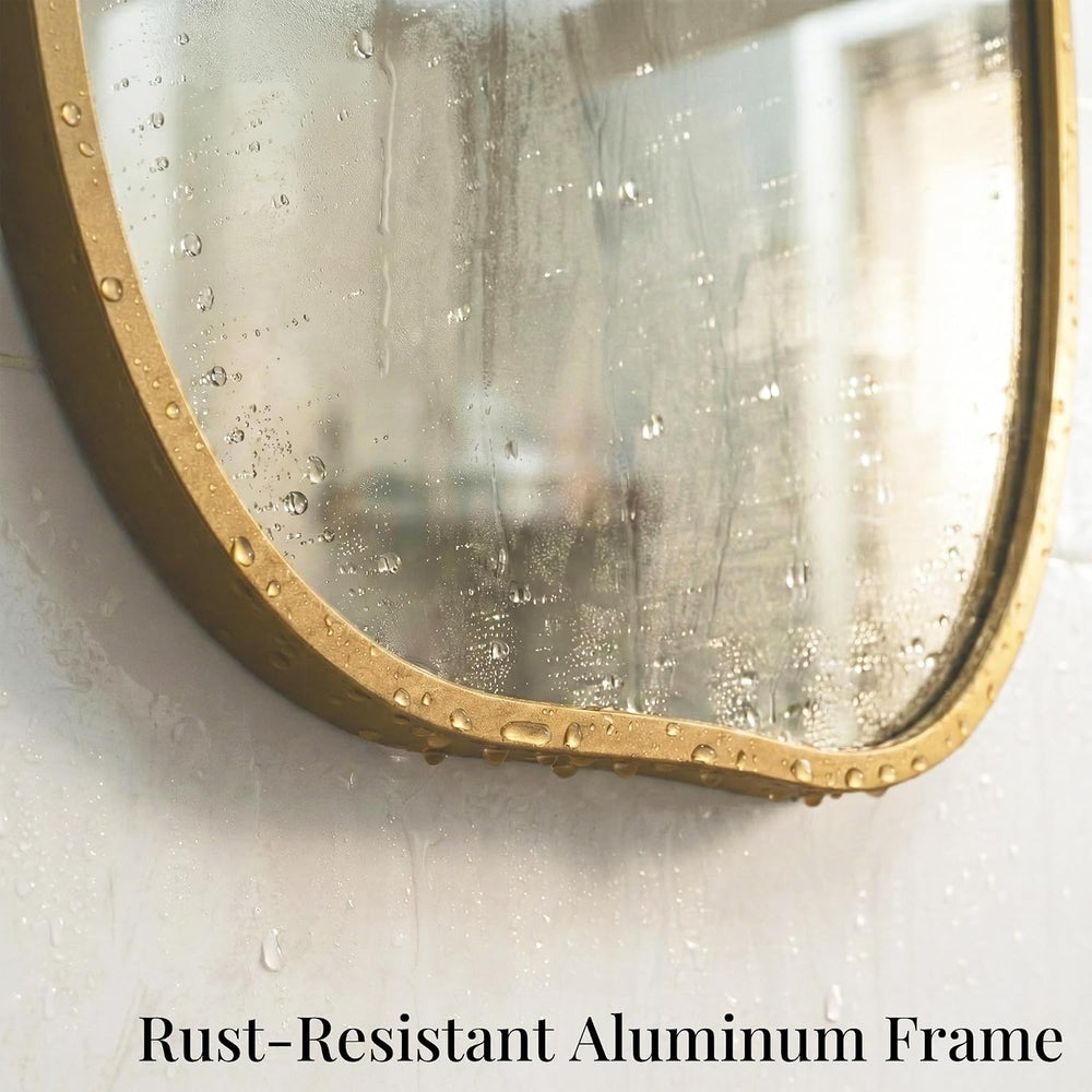 Matte Gold 36x20 Inch Irregular Organic Freeform Wall Mirror