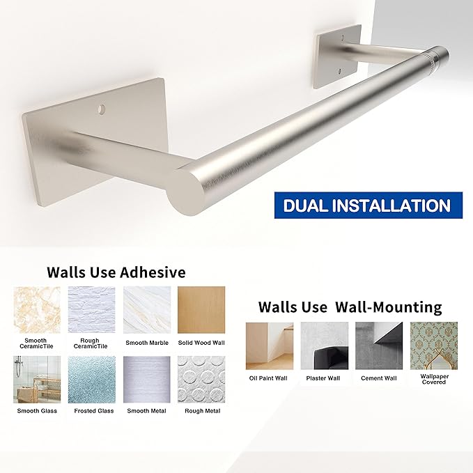 RUACQ Paper Towel Holder Under Cabinet, Wall Mounted or Adhesive Stainless - Image 4