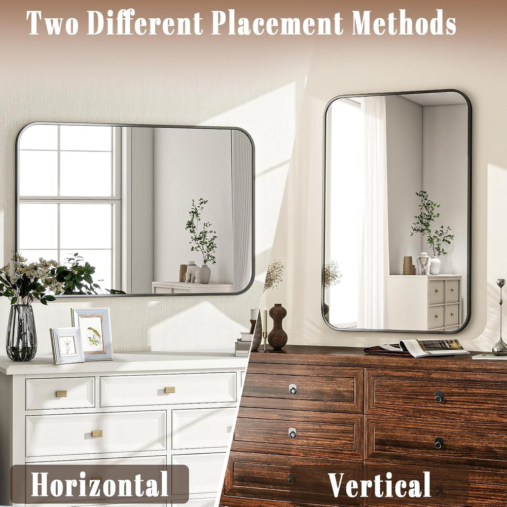 20x28 Inch Black Bathroom Vanity Mirror for Over Sink