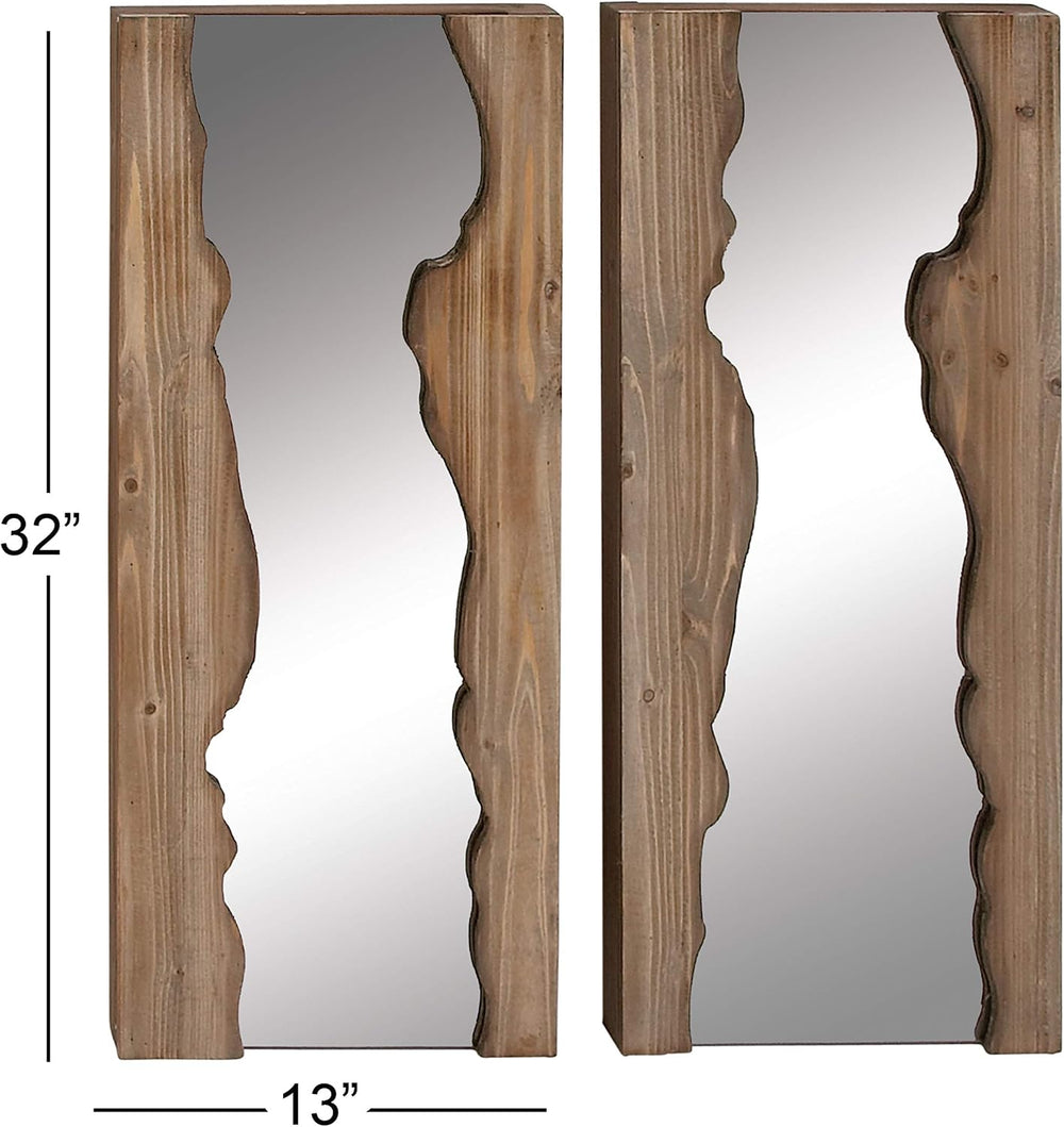 Deco 79 Wood Handmade Room Wall Mirror Live Edge Entryway Mirrors, set of 2 W...