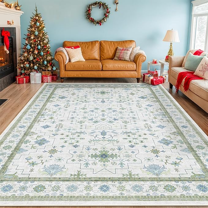 Hazo Haus Blue and Green Living Room Rug 8x10 - Image 9