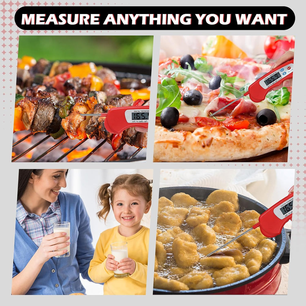 Xuhal 12 Pcs Digital Meat Thermometer with Probe Instant, Red