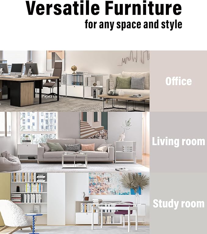 32-Inch 2-Tier Metal Bookcase, Open Shelf Storage Organizer for Living Room, ...