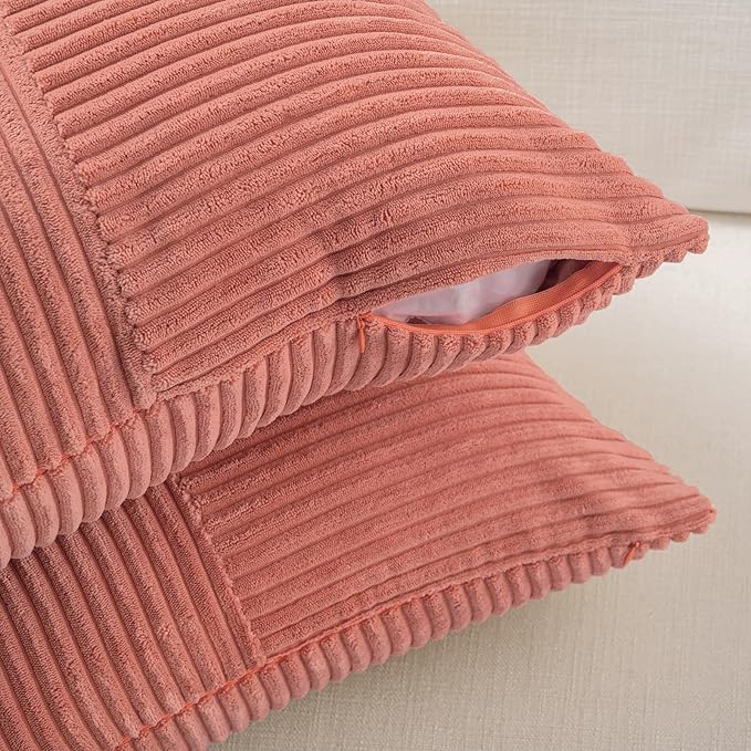 Fancy Homi 2 Packs Coral Long Lumbar Decorative Throw Pillow Covers 16x24 Inch - Image 4