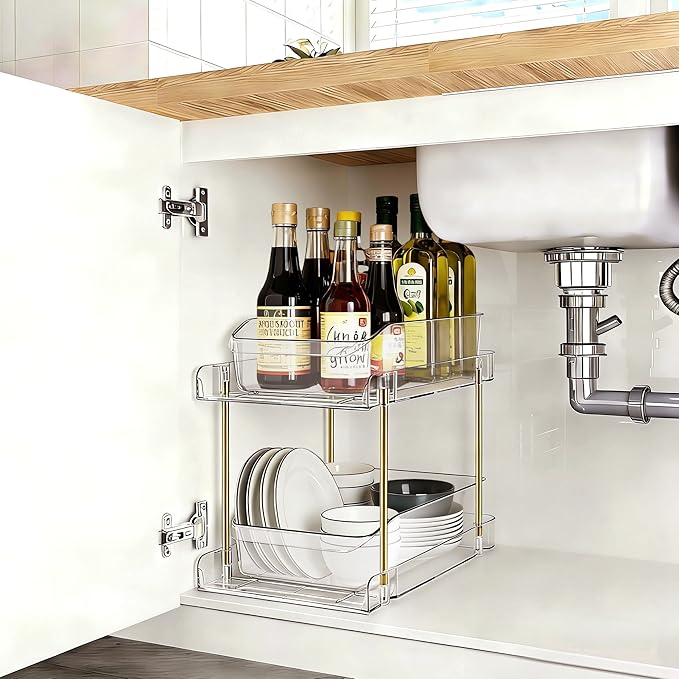 LAREKUN2pack 2-Tier Organizer & Storage Unit Stackable Bathroom Cabinet - Image 2