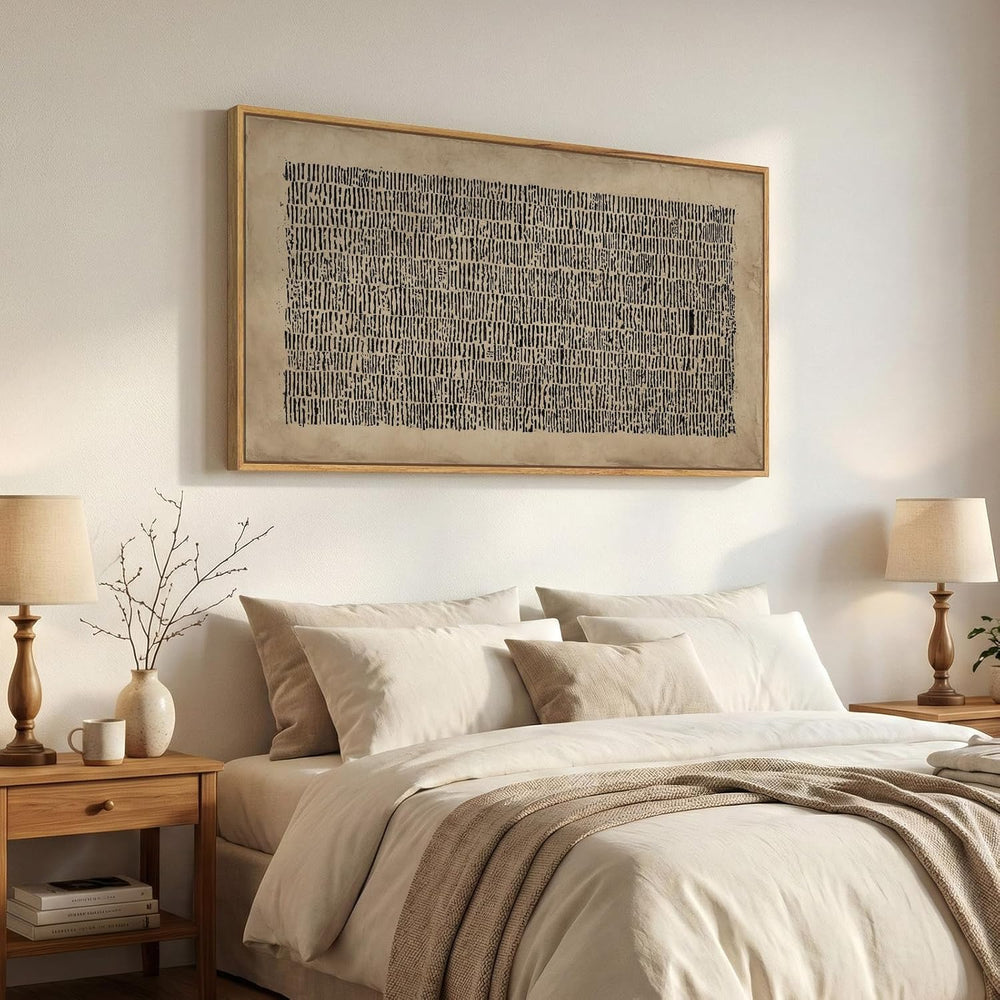 Large Framed Wabi Sabi Abstract Wall Art for Living Room, 60x30 Inch