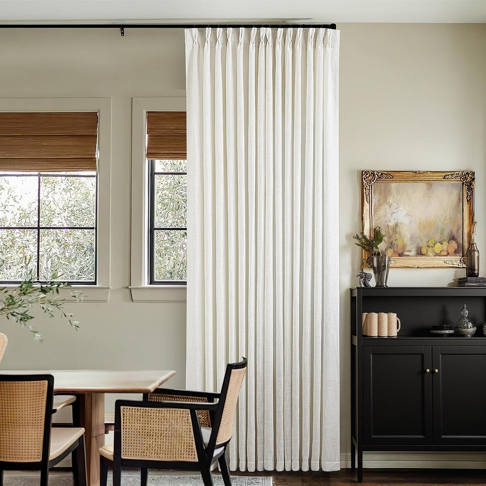 102 Inch Curtains Pinch Pleat Linen Curtains Natural 2 Panels