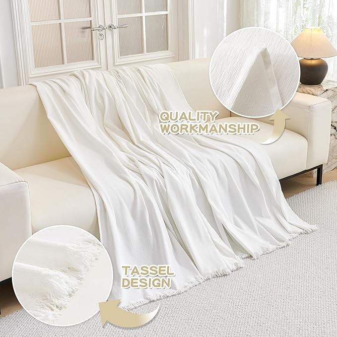 MYSKY HOME Couch Covers for Pets Thick Chenille White Cream Sofa Slipcover - Image 3
