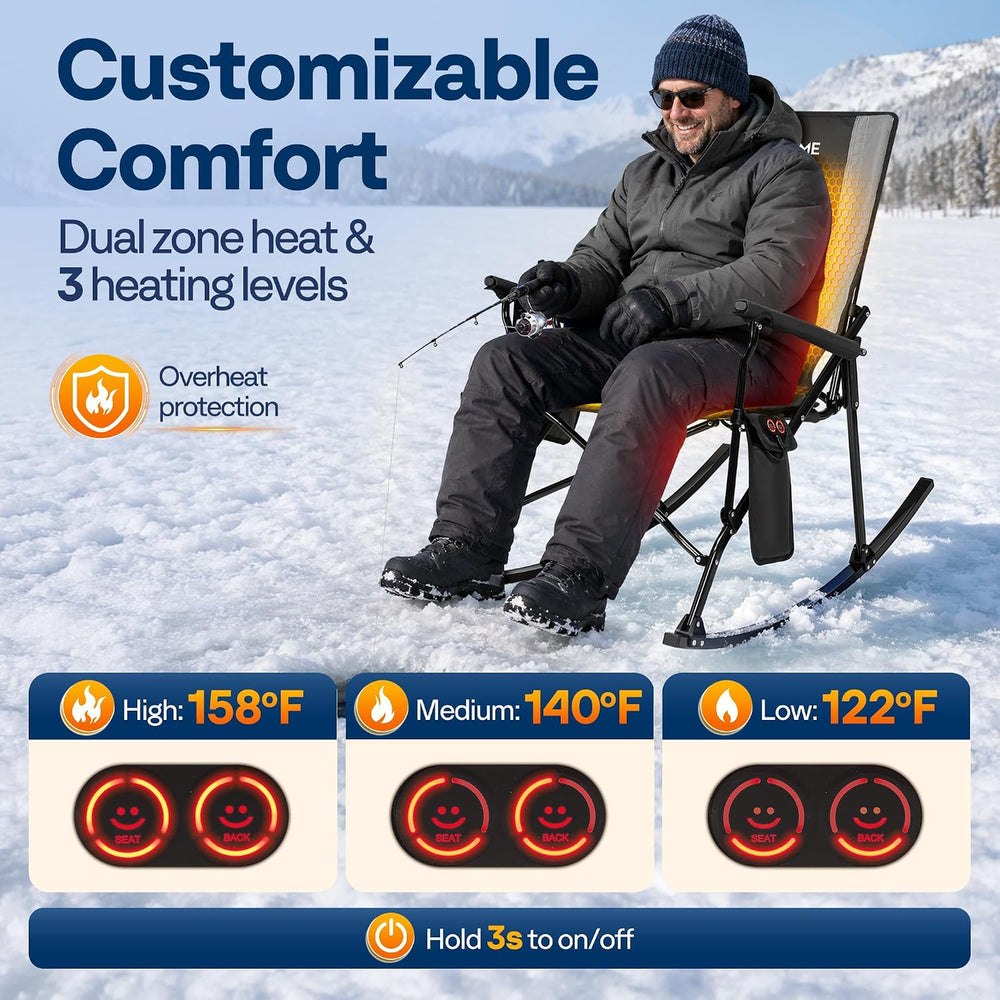 VIVOHOME Oversized Heated Rocking Camping Chair with 20000 mAh Power Bank