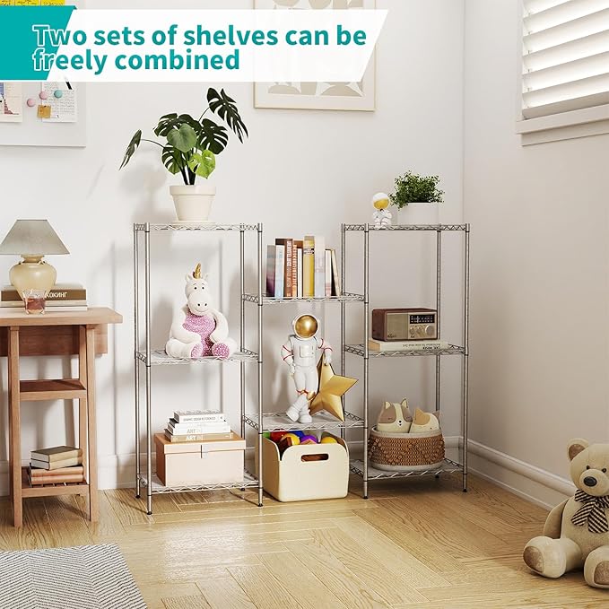 BestOffice | 4-Tier Wire Storage Shelves | 12"D x 18"W x 44"H | Chrome | - Image 7