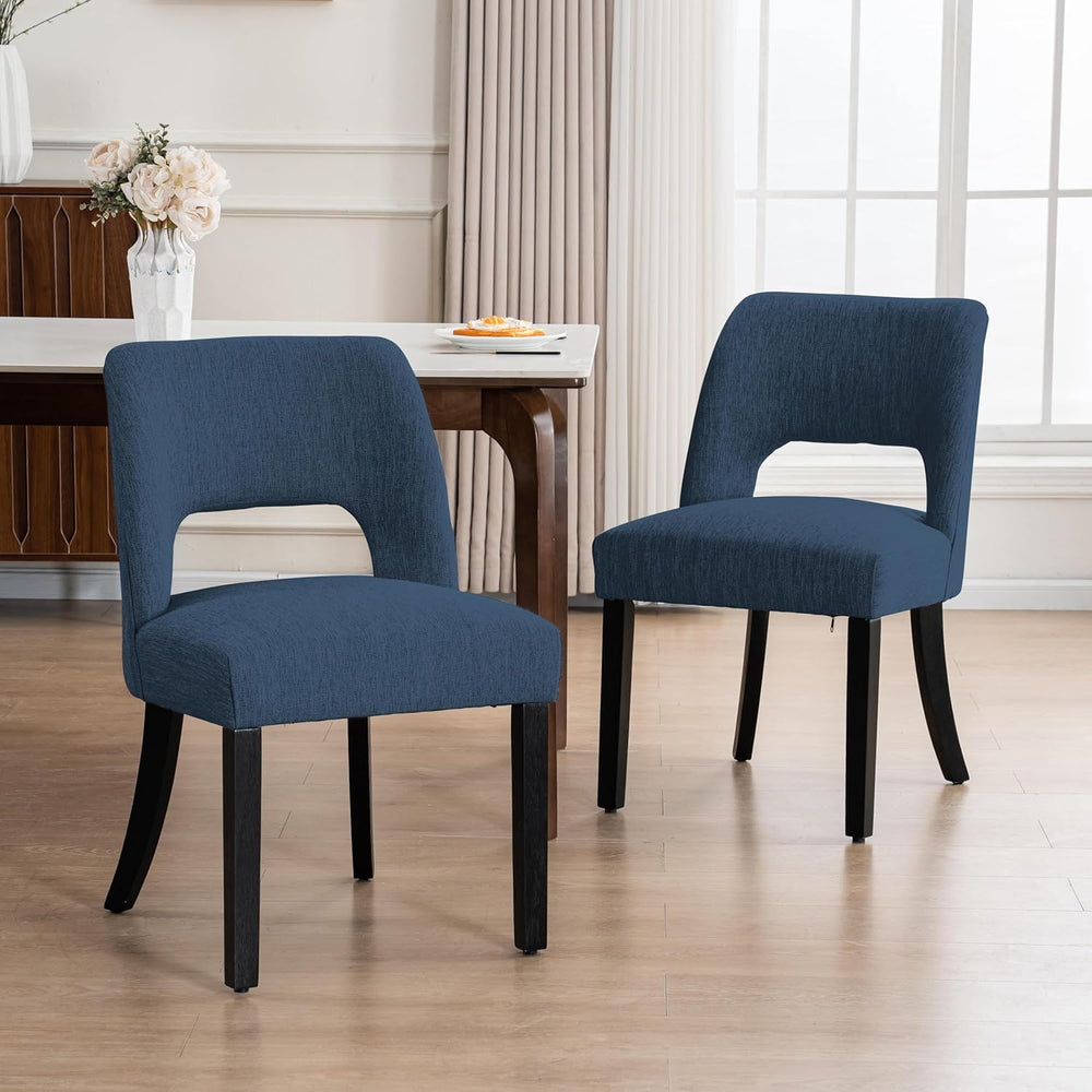 VKNOW Wooden Dining Chairs Set of 2, Modern Fabric Upholstered Dining Room Ch...