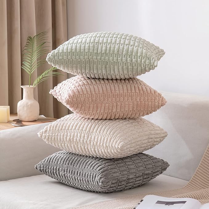 MIULEE Pack of 2 Spring Corduroy Decorative Throw Pillow Covers 18x18 Inch Soft - Image 5