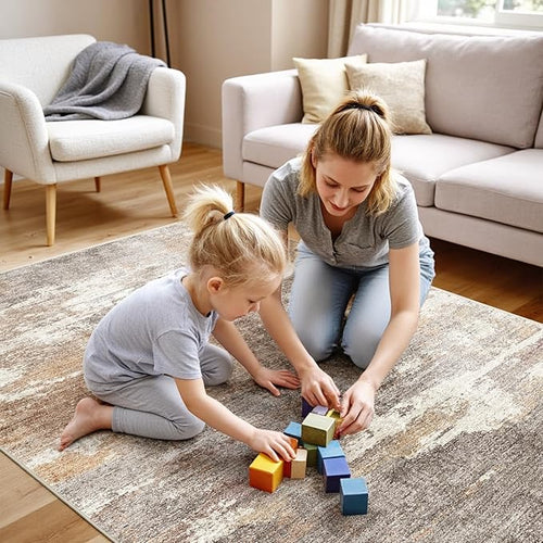 4x5 Washable Entryway Area Rug: Modern Abstract Runner Rugs Indoor Soft Non by Ksrau