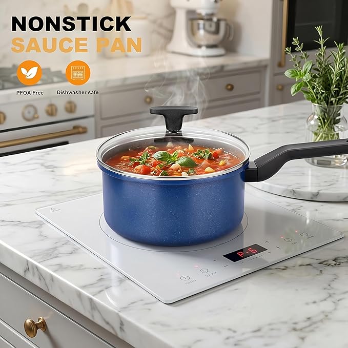 Nonstick Sauce Pan with Lid, 1.5QT small pot, PFOA Free, Kitchen Pots Induction - Image 5