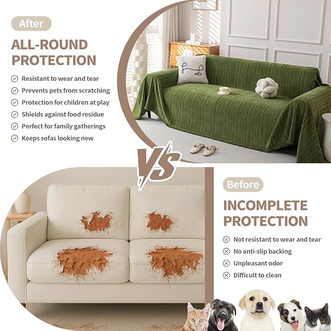 Boho Chenille Couch Cover for Dogs, Non Slip Sofa Cover, Couch Slipcover Covers - Image 3