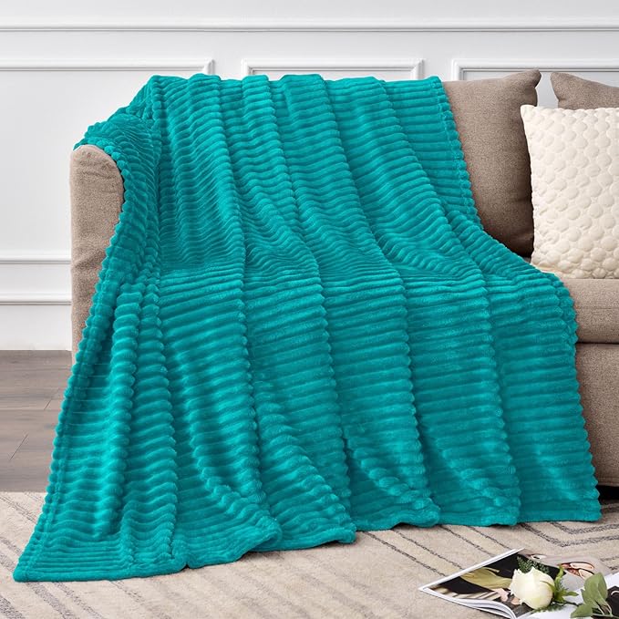 BEDELITE Fleece Blanket Twin Size – 3D Ribbed Jacquard Soft and Warm Decorative - Image 2