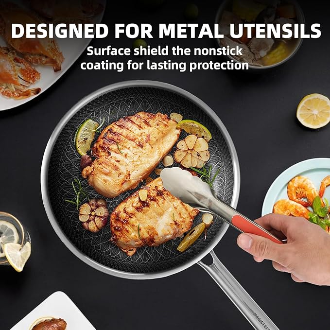 Non Stick Frying Pan without Lid, 8+10+12 Inch, Hybrid Frying Pans Set Nonstick - Image 4