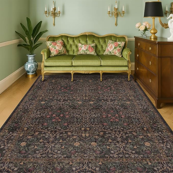 Dark Brown Washable 5x7 Area Rugs - Image 3