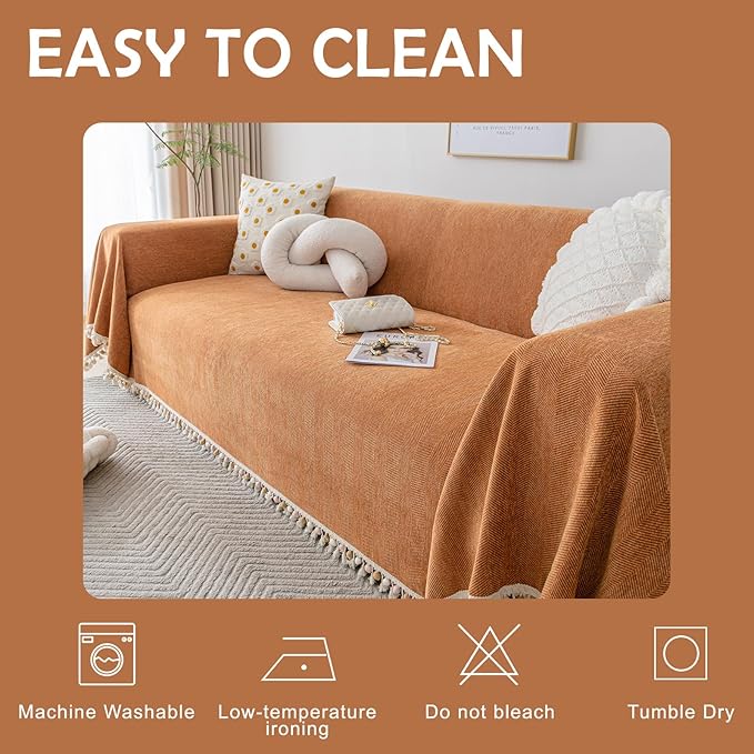 HANDONTIME Dark Orange Sofa Covers Couch Cover - Image 6