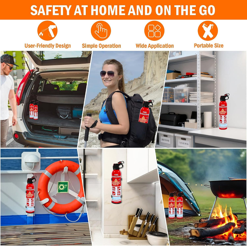 4-Pack Home Fire Extinguisher with Wall Mount, Portable A B C K Class Househo...