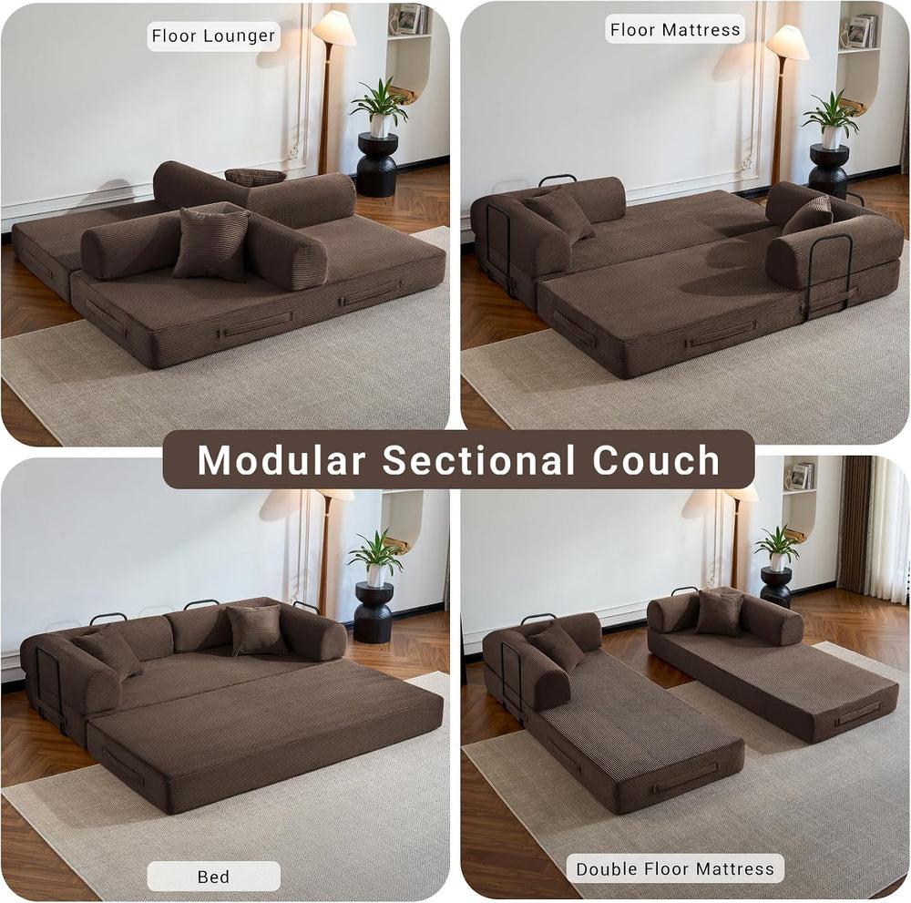 79" Convertible Futon Sofa Bed,5-In-1 Boneless Couch for Small Spaces