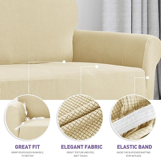 ZNSAYOTX Super Stretch Couch Cover Love Seat Sofa Covers - Image 3