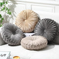 Kathfly Set of 4 Decorative Round Pleated Throw Pillows, Classy Velvet Pumpkin by Kathfly