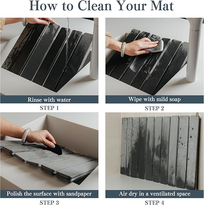 2pcs Stone Dish Drying Mat for Kitchen Counter, Quick-Dry Diatomaceous Earth - Image 8
