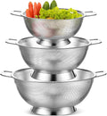 Bokon 3 Pcs Stainless Steel Colander Set Colander Bowl and Sieves 1/3/5 Quart by Bokon