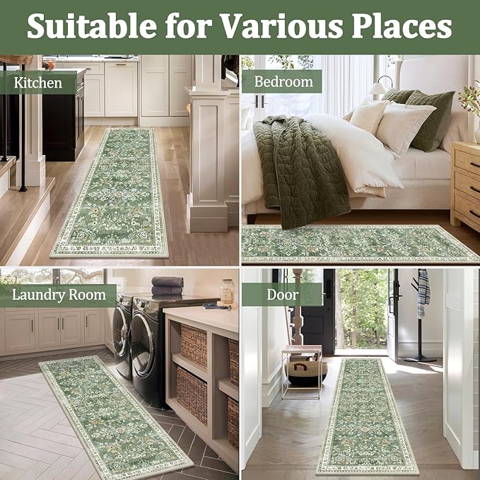 Yamaziot Washable Runner Rug 3x8 – Large Floral Non Slip Boho Hallway Runner Rug - Image 5