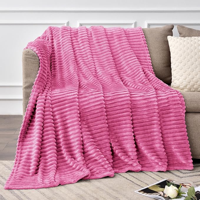 BEDELITE Fleece Blanket Twin Size – 3D Ribbed Jacquard Soft and Warm Decorative - Image 2