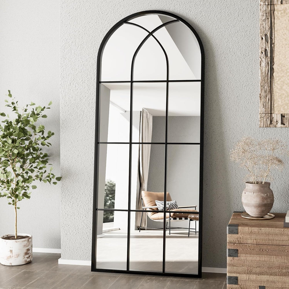 Mirror Full Length, 56"x22" Large Arch Body Standing Mirror, Black