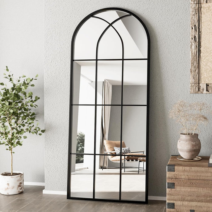 Mirror Full Length, 56"x22" Large Arch Body Standing Mirror, Black