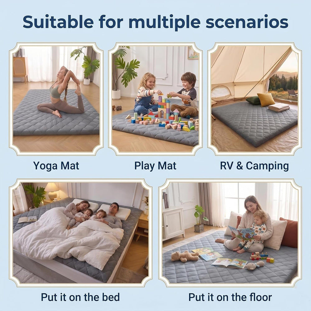 DOWNSTORIA Japanese Floor Mattress, 2.5 inch Futon Mattress Roll Up Tatami Ma...