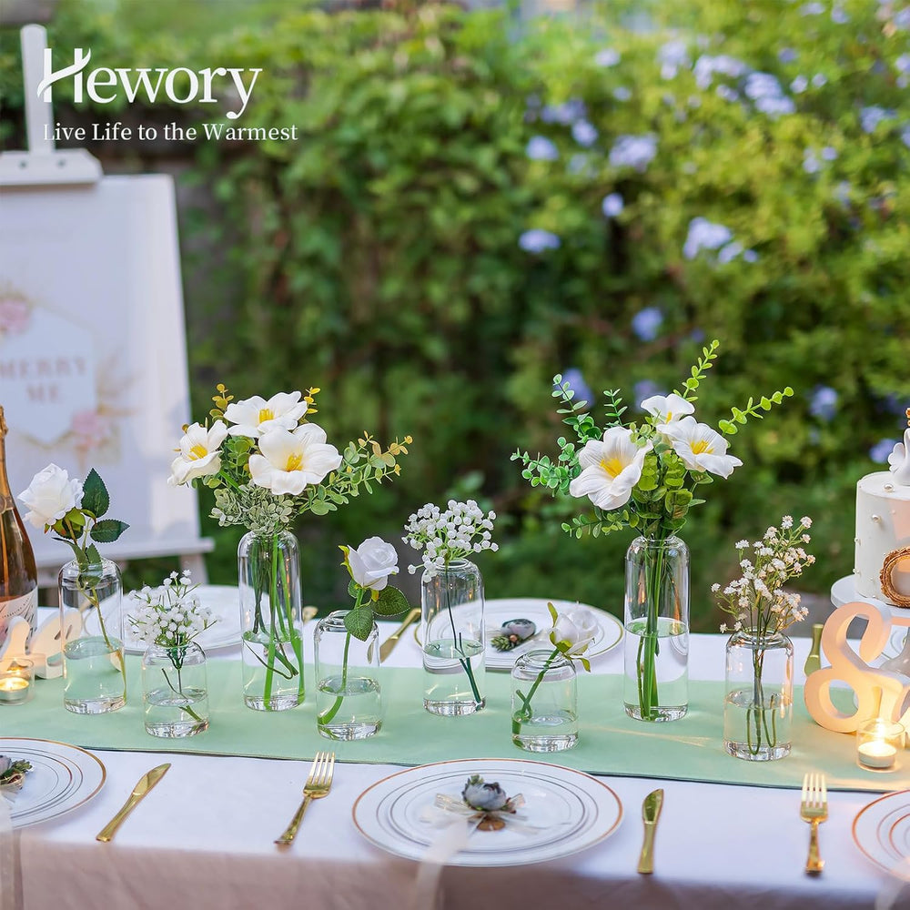 Hewory Glass Bud Vases for Flowers: 20PCS Modern Clear Small Vases Bulk