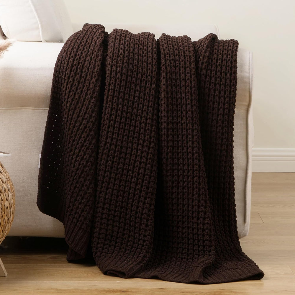 Brown Throw Blanket for Couch, Soft Chenille Knit Throw Blanket 60x80in