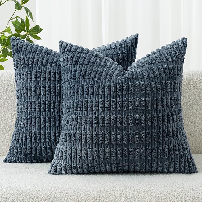 MIULEE Pack of 2 Corduroy Decorative Throw Pillow Covers 20x20 Inch Soft Boho by MIULEE