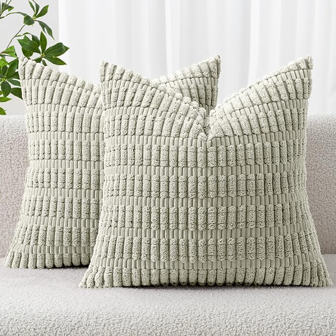 MIULEE Pack of 2 Spring Corduroy Decorative Throw Pillow Covers 16x16 Inch Soft by MIULEE