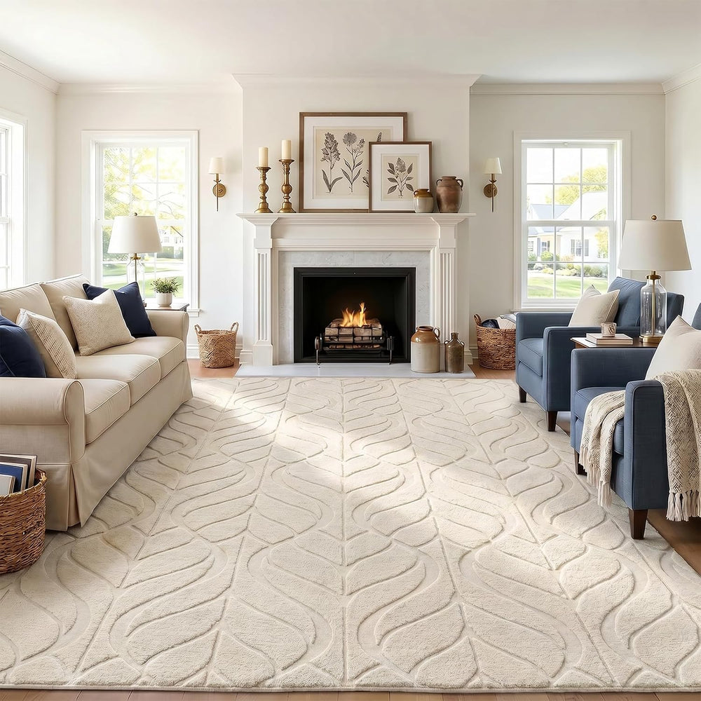SHACOS 8x10 Soft Rug for Living Room Bedroom Fluffy Large Carpet, Beige