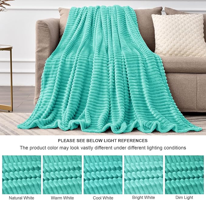 BEDELITE Fleece Throw Blanket for Couch – 3D Ribbed Jacquard Soft and Warm - Image 6
