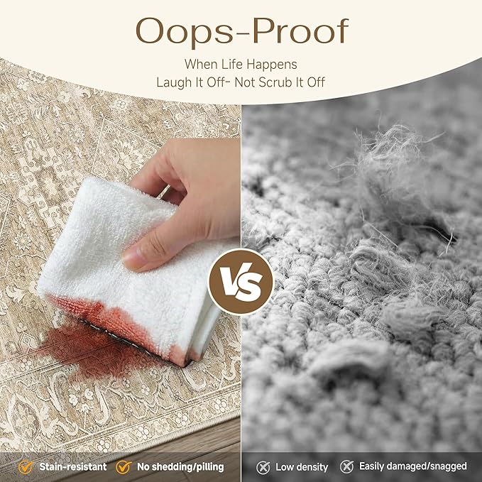 2x3 Washable Area Rug for Entryway Kitchen Vintage Beige Non Slip Low Pile Door - Image 7