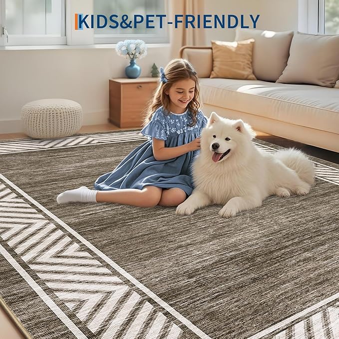 GarveeHome Bordered Bedroom Rugs 5x7 Ultra-Soft Indoor Carpet, Non-Slip Modern - Image 7