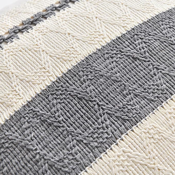 Fancy Homi Set of 1 Neutral Grey Farmhouse Big Decorative Throw Pillow Covers - Image 4