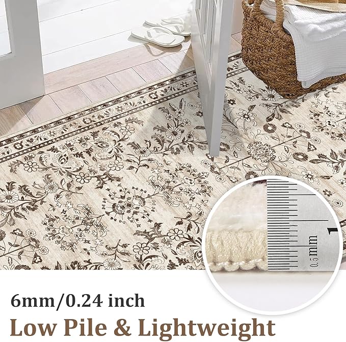 Yamaziot Washable Runner Rug 2x8 – Non Slip Boho Floral Hallway Runner Rug - Image 3