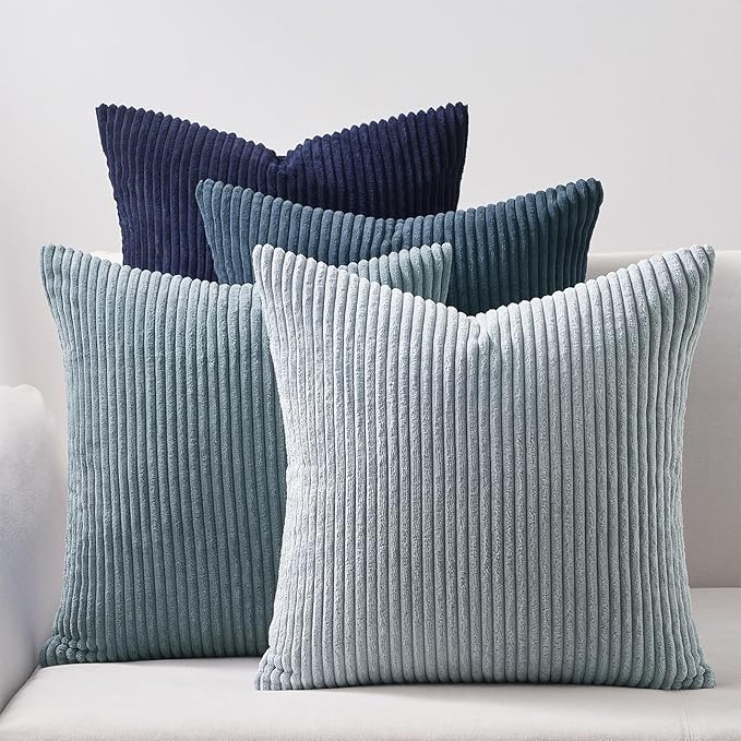 Topfinel Decorative Throw Pillow Covers Dusty Blue Navy Series 18x18 Inch Set by Topfinel